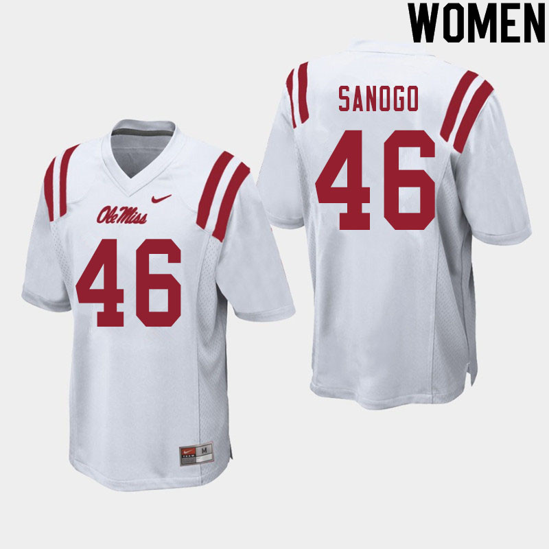 Women #46 MoMo Sanogo Ole Miss Rebels College Football Jerseys Sale-White - Click Image to Close